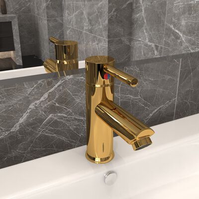 vidaXL aranyszínű fürdőszobai mosdócsaptelep 130 x 176 mm