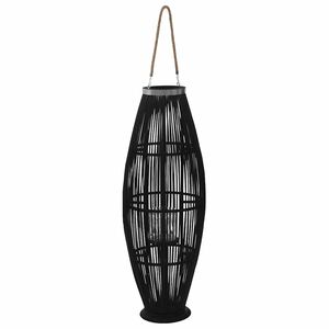 vidaXL fekete bambusz f&uuml;ggő gyertyatart&oacute; l&aacute;mp&aacute;s, 95 cm