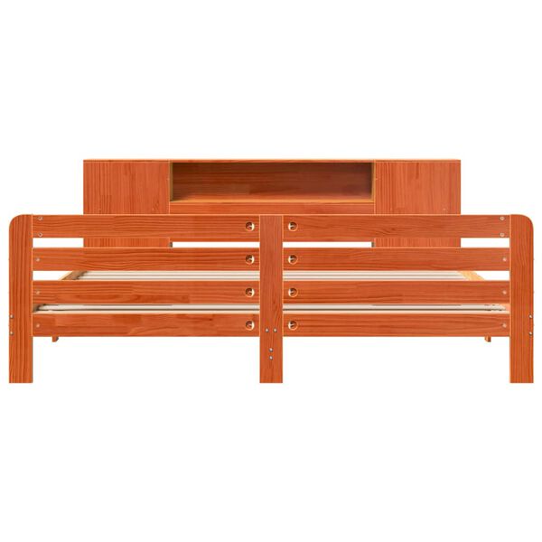 vidaXL viaszbarna t&ouml;m&ouml;r fenyőfa &aacute;gy matrac n&eacute;lk&uuml;l 200 x 200 cm