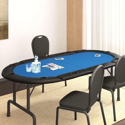 vidaXL kék összecsukható pókerasztallap 10 játékosnak 208x106x3 cm