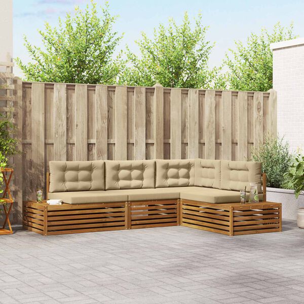 vidaXL K&uuml;lt&eacute;ri kanap&eacute; szett p&aacute;rn&aacute;val 4 Darab Term&eacute;szetes &eacute;s b&eacute;zs