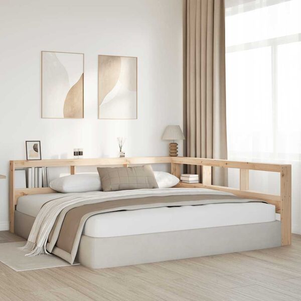 vidaXL K&ouml;nyvespolc fejt&aacute;mla L-alak&uacute; 180 cm t&ouml;m&ouml;rfa fenyőfa