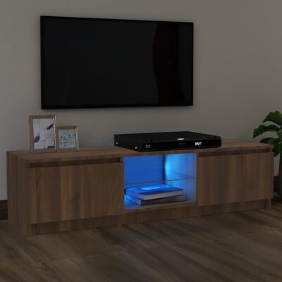 vidaXL barna tölgyszínű TV-szekrény LED-lámpákkal 120x30x35,5 cm