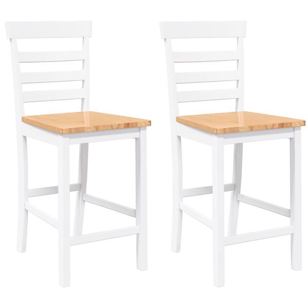 vidaXL 2 db fehér tömörfa gumiból bárszékek