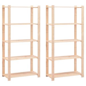 vidaXL 2 db 5-szintes t&ouml;m&ouml;r fenyőfa t&aacute;rol&oacute;polc 250 kg 80 x 38 x 170 cm