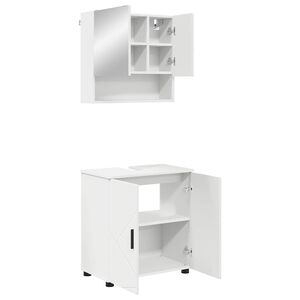 vidaXL F&uuml;rdőszoba b&uacute;tor szett t&aacute;rol&oacute;val 2 pcs Feh&eacute;r Faanyag & F&eacute;m