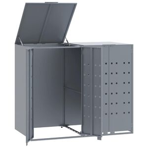 vidaXL sz&uuml;rke ac&eacute;l kerekes t&aacute;rol&oacute; 2 szemeteskuk&aacute;hoz 138 x 79 x 117 cm
