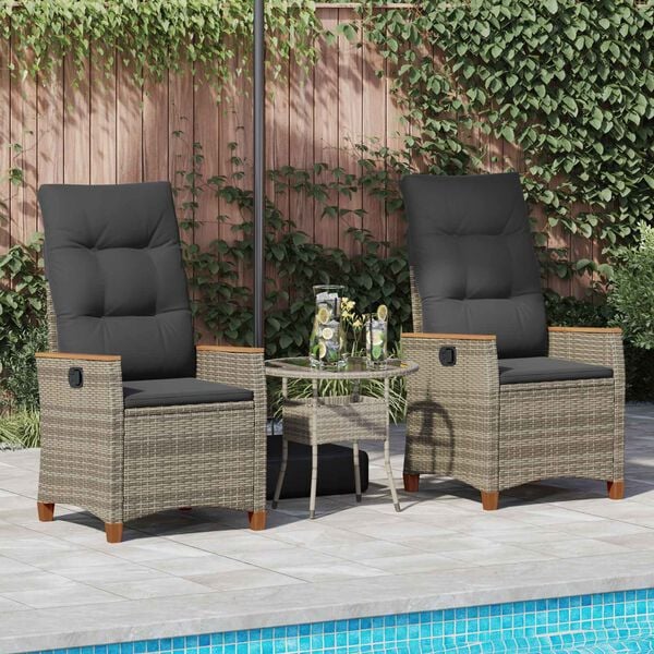 vidaXL Fekvő Kerti Sz&eacute;k Sz&uuml;rke &eacute;s s&ouml;t&eacute;tsz&uuml;rke 64 x 57,5 x 112 cm