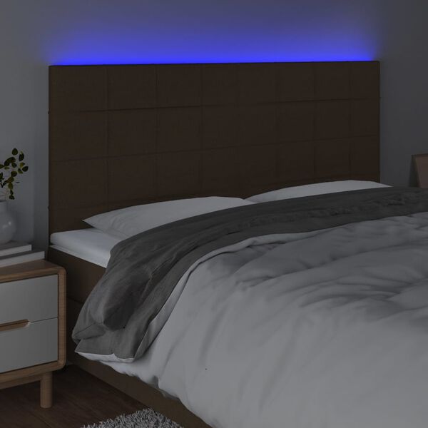 vidaXL s&ouml;t&eacute;tbarna sz&ouml;vet LED-es fejt&aacute;mla 180x5x118/128 cm