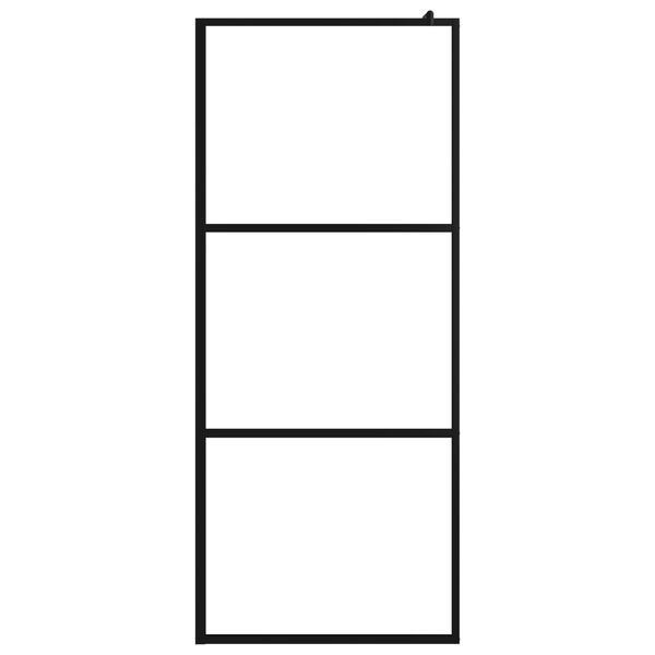 vidaXL fekete ESG &uuml;veg &eacute;s alum&iacute;nium zuhanyfal polccal 90 x 195 cm