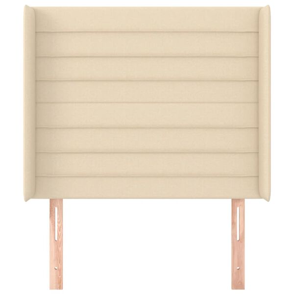 vidaXL krémszínű szövet fejtámla szárnyakkal 103x16x118/128 cm