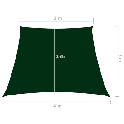 vidaXL sötétzöld trapéz alakú oxford-szövet napvitorla 2/4 x 3 m