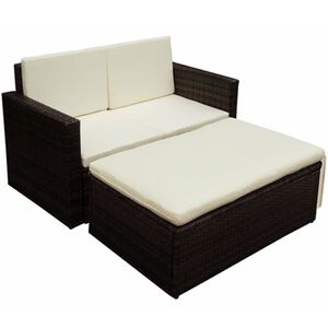 vidaXL 2-r&eacute;szes barna polyrattan kerti b&uacute;torszett p&aacute;rn&aacute;kkal