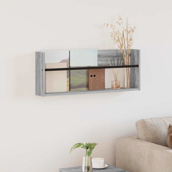 vidaXL Magazin &aacute;llv&aacute;ny polcokkal Sz&uuml;rke Sonoma 80 x 12 x 30 cm Faanyag