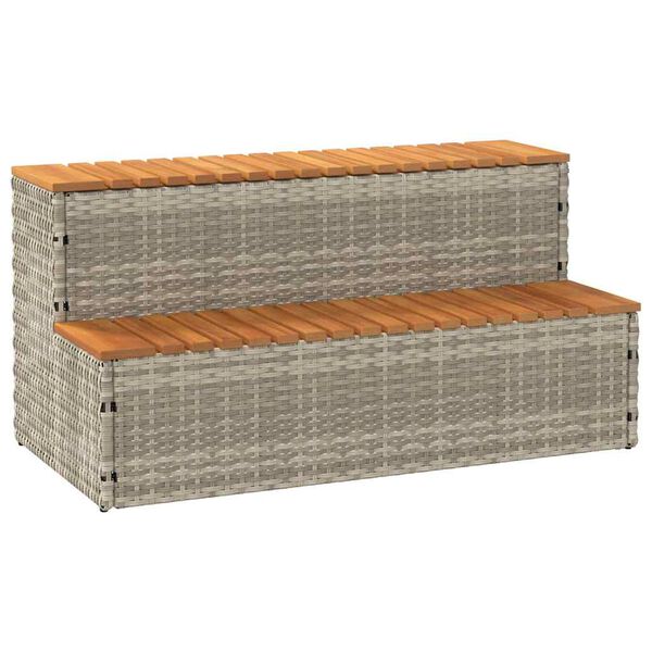 vidaXL pezsgőf&uuml;rdő l&eacute;pcső 100x50x50,5 cm polyrattan &eacute;s ak&aacute;cfa