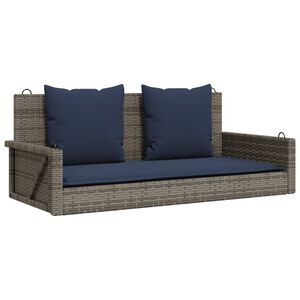 vidaXL szürke polyrattan hintapad párnákkal 119 x 56 x 48 cm