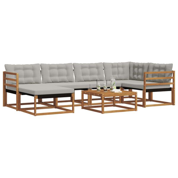 vidaXL K&uuml;lt&eacute;ri kanap&eacute; szett 7 pcs Term&eacute;szetes &eacute;s Vil&aacute;gossz&uuml;rke