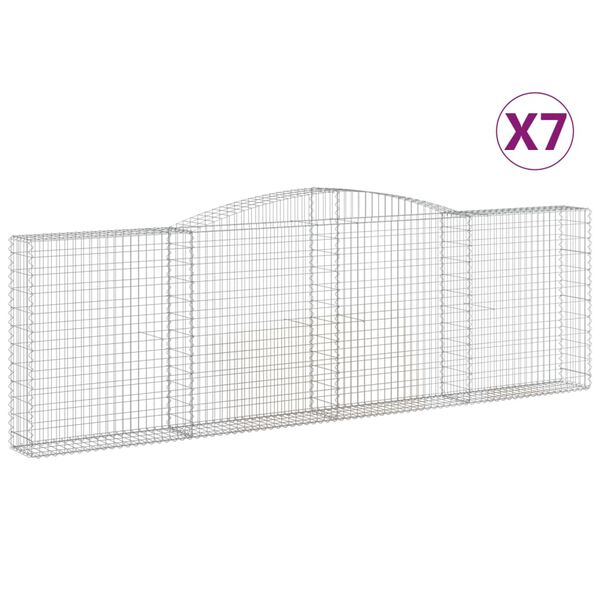 vidaXL 7 db íves horganyzott vas gabion kosár 400x30x120/140 cm