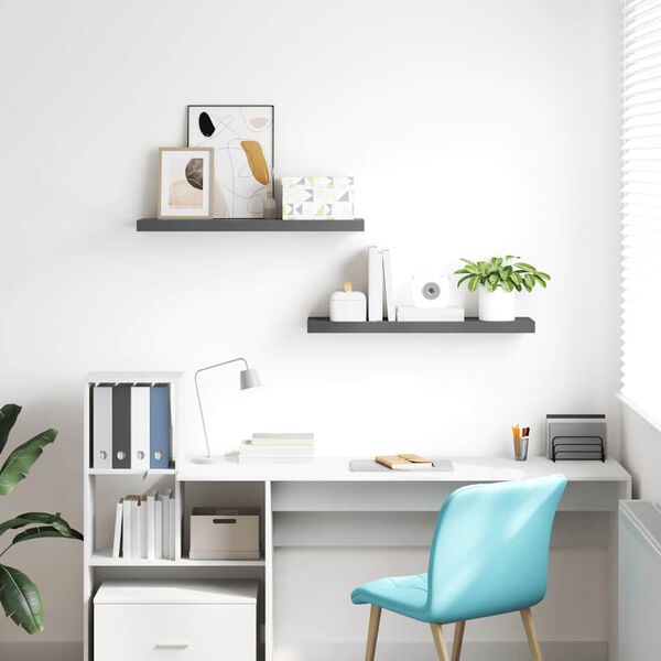 vidaXL 2 db magasf&eacute;nyű sz&uuml;rke MDF lebegő fali polc 80 x 23,5 x 3,8 cm