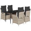 vidaXL 5r&eacute;szes vil&aacute;gossz&uuml;rke polyrattan kerti &eacute;tkezőgarnit&uacute;ra p&aacute;rn&aacute;val