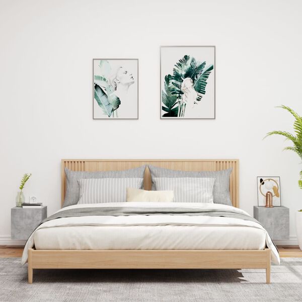 vidaXL 2 db betonsz&uuml;rke fali TV-szekr&eacute;ny LED-del 30,5x35x30 cm