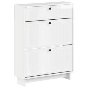 vidaXL Cipőszekr&eacute;ny EDE 78 x 24 x 103 cm Szerelt Fa Magasf&eacute;nyű Feh&eacute;r