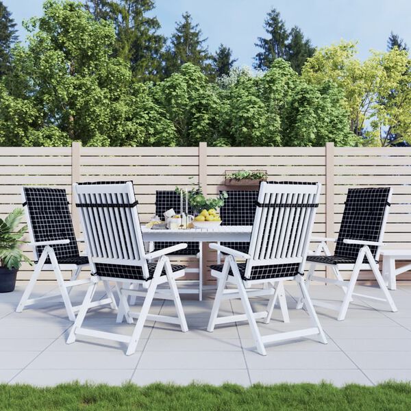 vidaXL 6 db fekete kock&aacute;s sz&ouml;vet magas h&aacute;tt&aacute;ml&aacute;j&uacute; sz&eacute;kp&aacute;rna