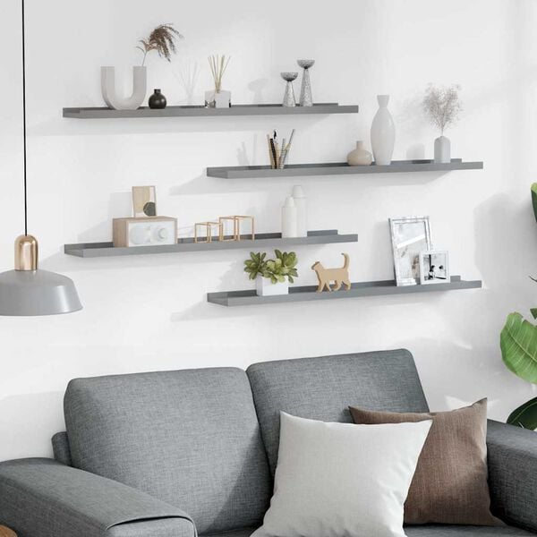 vidaXL 4 db sz&uuml;rke fali polc 80 x 9 x 3 cm