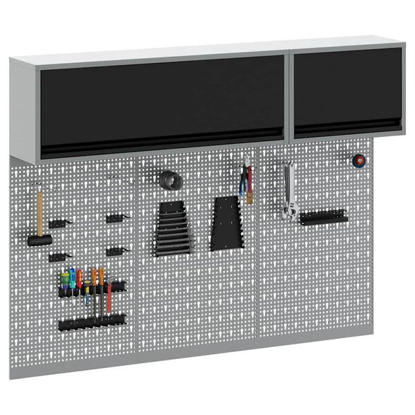 vidaXL Szersz&aacute;mos szekr&eacute;ny k&eacute;szlet 5 pcs Fekete Porsz&oacute;rt ac&eacute;l