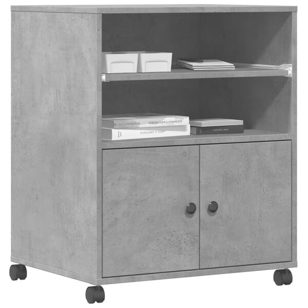 vidaXL betonszürke nyomtatóállvány kerekekkel 60x48x74 cm