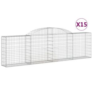 vidaXL 15 db &iacute;ves horganyzott vas gabion kos&aacute;r 300x30x80/100 cm