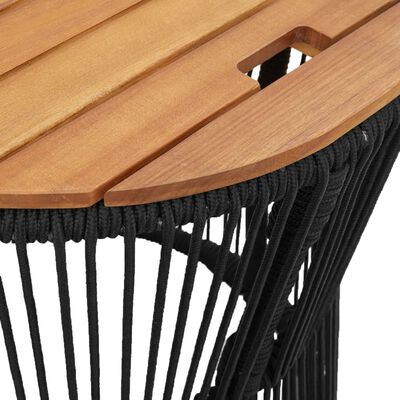 vidaXL 2 db fekete polyrattan kerti kisasztal fa asztallappal