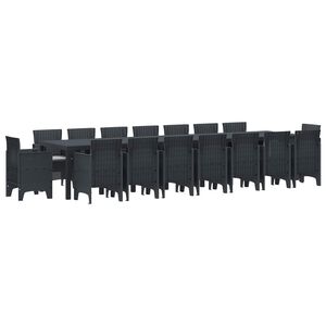 vidaXL Kerti &eacute;tkező szett p&aacute;rn&aacute;kkal p&aacute;rn&aacute;val 17 pcs Antracit PP