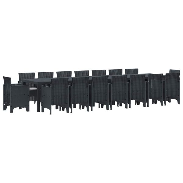 vidaXL Kerti &eacute;tkező szett p&aacute;rn&aacute;kkal p&aacute;rn&aacute;val 17 pcs Antracit PP