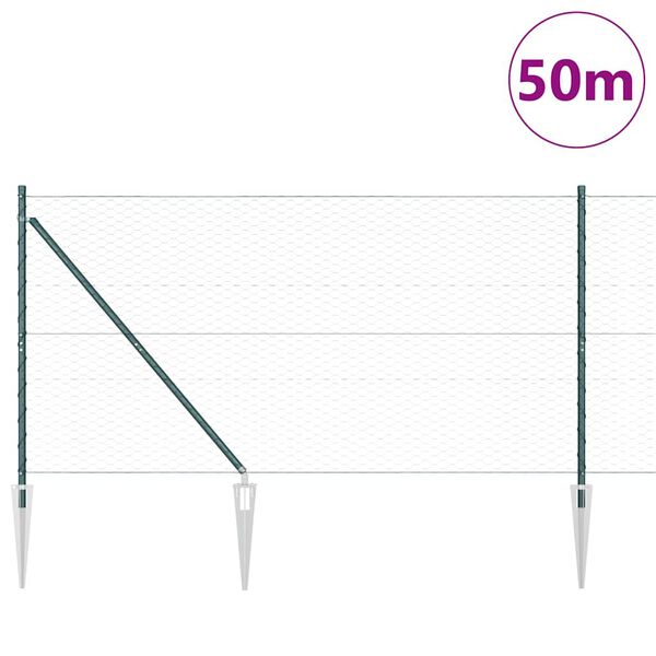 vidaXL Ker&iacute;t&eacute;soszlop Z&ouml;ld 50 x 1,4 m (36 mm r&aacute;csos) Ac&eacute;l &eacute;s PVC