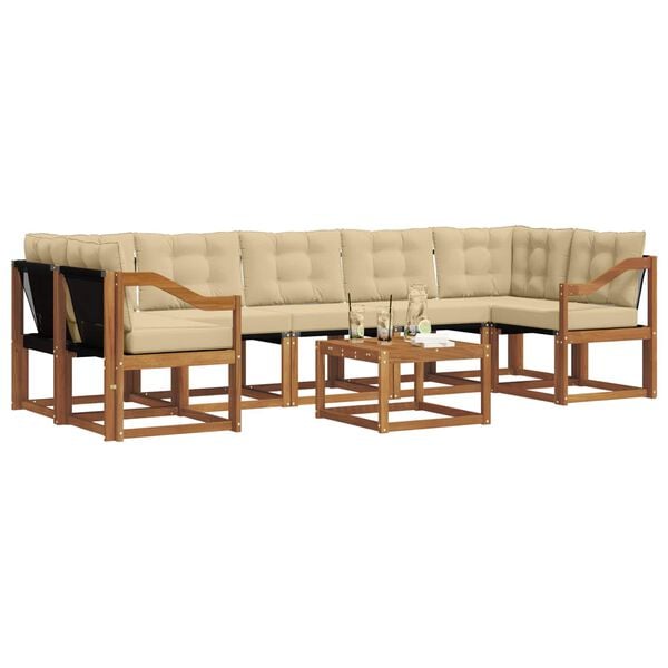 vidaXL K&uuml;lt&eacute;ri kanap&eacute; szett p&aacute;rn&aacute;val 8 pcs Term&eacute;szetes &eacute;s b&eacute;zs