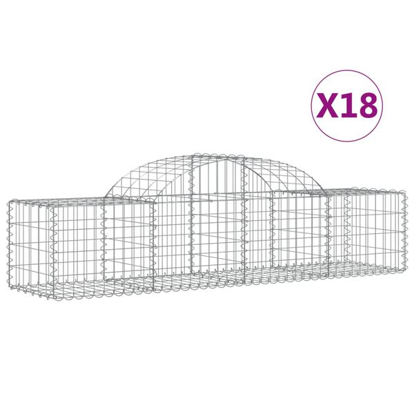 vidaXL 18 db íves horganyzott vas gabion kosár 200x50x40/60 cm