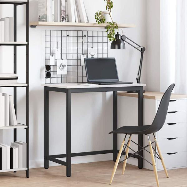 vidaXL asztal Feh&eacute;r 80 x 50 x 77 cm Műszaki fa &eacute;s ac&eacute;l