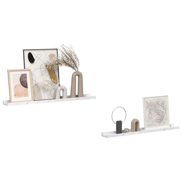 vidaXL Falpolc polcokkal 2 pcs Feh&eacute;r m&aacute;rv&aacute;ny 80 x 9 x 3 cm Faanyag