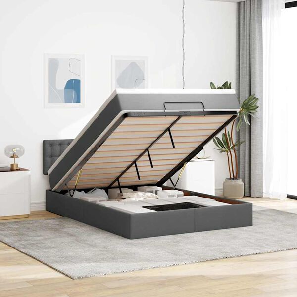 vidaXL Ottom&aacute;n &aacute;gy matraccal & LED-ek S&ouml;t&eacute;tsz&uuml;rke 140x190 cm sz&ouml;vet