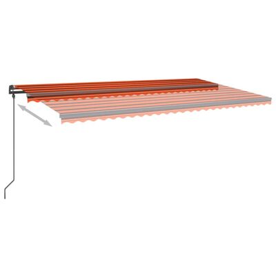 vidaXL narancssárga-barna kézzel kihúzható LED-es napellenző 6 x 3,5 m