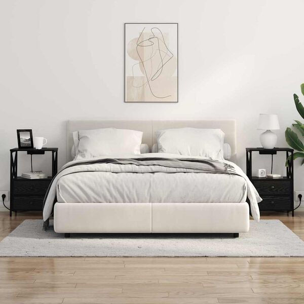 vidaXL &Eacute;jjeliszekr&eacute;ny 2 pcs Fekete t&ouml;lgy 40 x 31 x 60 cm Faanyag