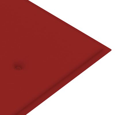 vidaXL tömör tíkfa kerti pad piros párnával 150 cm