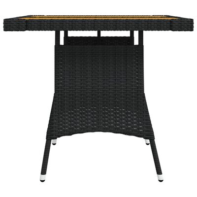 vidaXL fekete polyrattan és tömör akácfa kerti asztal 70 x 70 x 72 cm