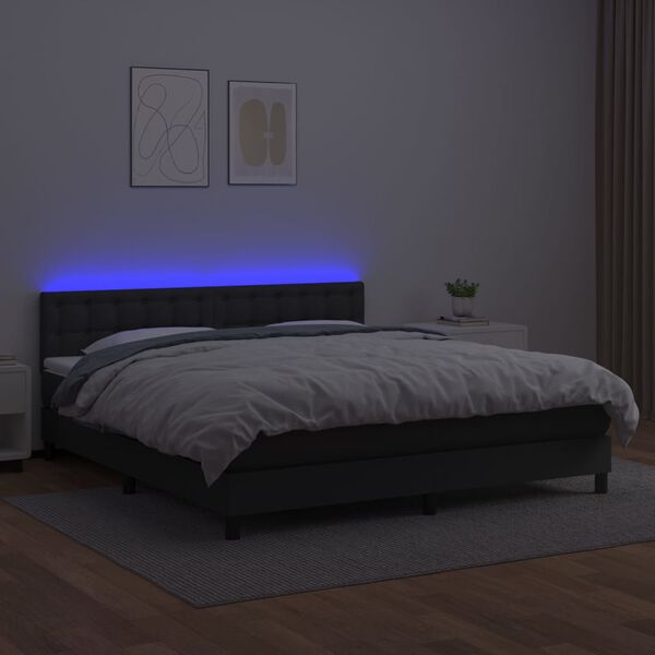 vidaXL fehér műbőr rugós ágy matraccal és LED-del 180x200 cm