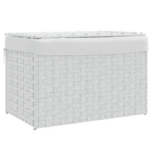 vidaXL feh&eacute;r polyrattan szennyeskos&aacute;r fed&eacute;llel 55,5 x 35 x 34 cm
