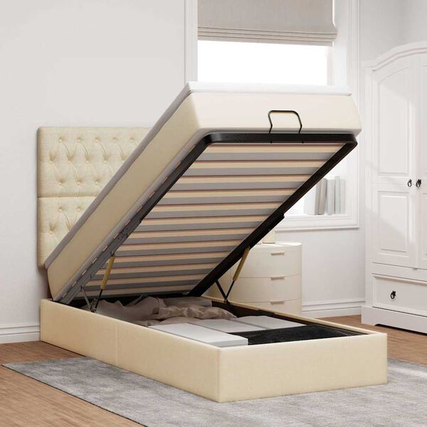 vidaXL Ottom&aacute;n &aacute;gy matraccal kr&eacute;m 100x200 cm sz&ouml;vet