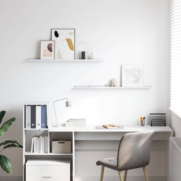 vidaXL Falpolc polcokkal 2 pcs Feh&eacute;r m&aacute;rv&aacute;ny 100 x 9 x 3 cm Faanyag