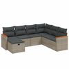 vidaXL 7 r&eacute;szes sz&uuml;rke polyrattan kerti &uuml;lőgarnit&uacute;ra p&aacute;rn&aacute;kkal