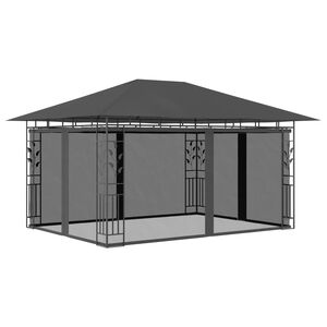 vidaXL antracitsz&uuml;rke pavilon sz&uacute;nyogh&aacute;l&oacute;val 4 x 3 x 2,73 m 180 g/m&sup2;